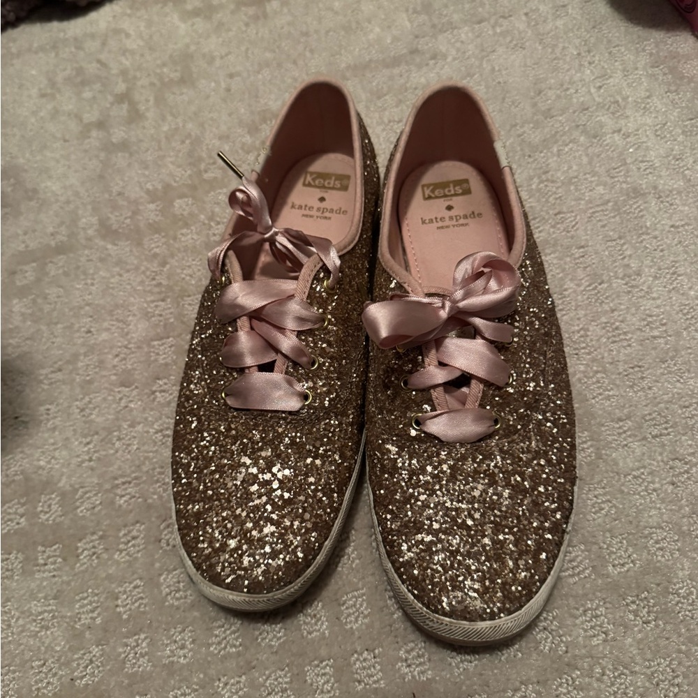 Kate Spade Glitter Sneakers - Gold and Pink